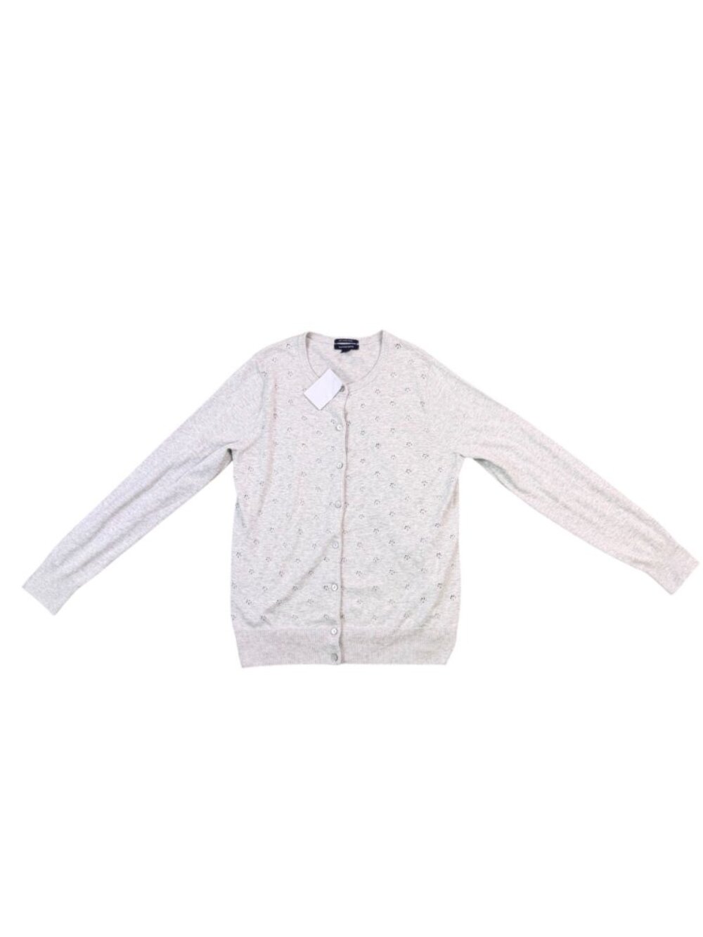 Lands End Gray Womens Cardigan With Eyelet Design Size M 10-12 - Picture 2 of 5